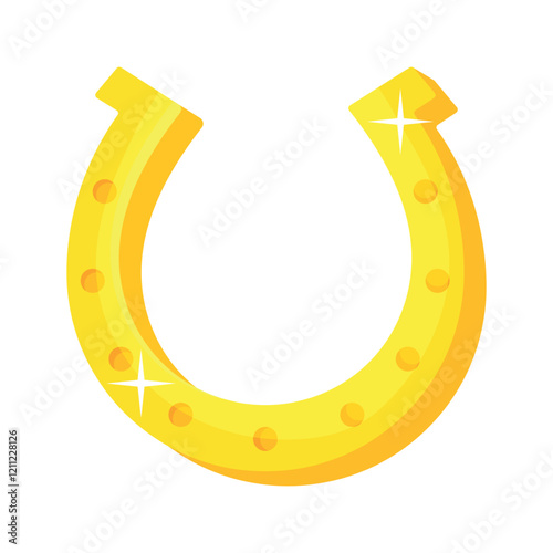 Illustration of golden horseshoe with glitter for good luck