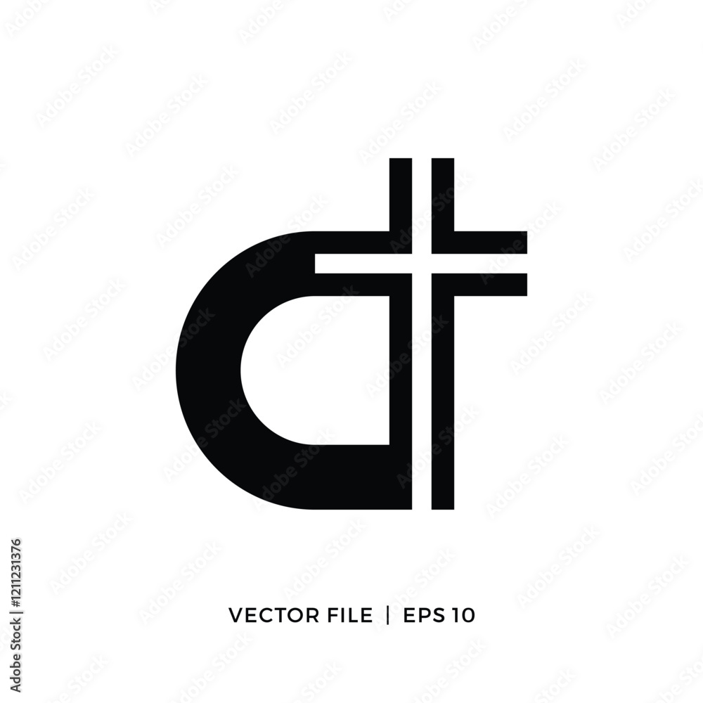 Obraz premium Simple logo design cross lowercase letter D