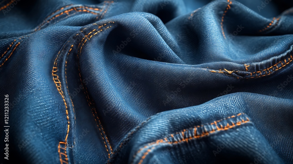 Naklejka premium Draped Denim Fabric Showing Detailed Stitching