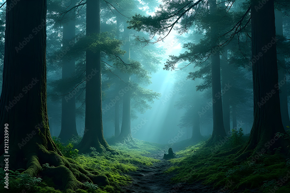 Fototapeta premium misty morning in the forest
