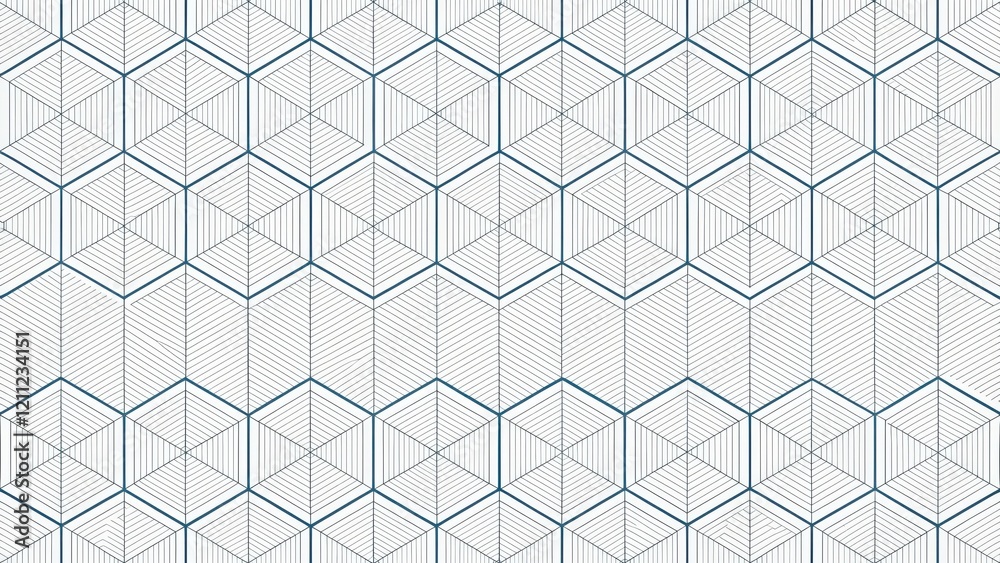 Fototapeta premium Abstract Hexagonal Geometric Line Art Pattern Design Seamless Repeat