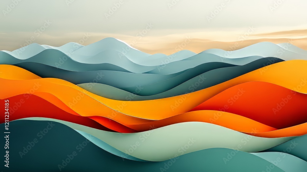 Naklejka premium Abstract layered paper landscape