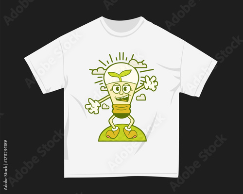 Environment t-shirt design for print, Earth day graphic tshirt. Greenery design for merchandise. Retro t shirt design for POD. Vintage clothing design.