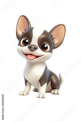 A 3D cartoon Boston Terrier character, isolate on white background, adding a fun and vibrant element to the design. cutout png photo