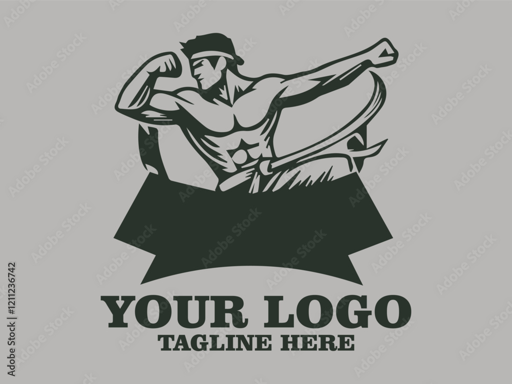 Obraz premium Man grappling in Brazilian jiu jitsu in circular design jiu-jitsu athletes fighting intensely minimalist art Jiu-Jitsu elegant movements dynamic action jiu-jitsu vector illustration
