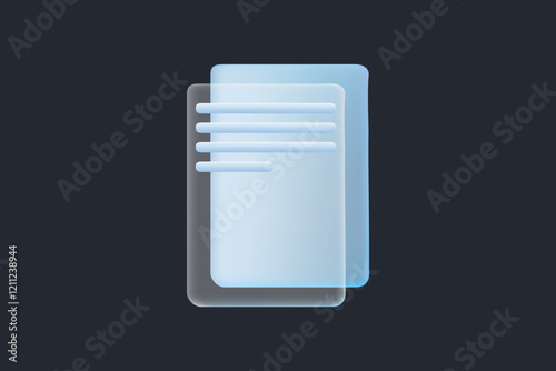 Modern documents and files vector trend icon in style of glassmorphism with gradient, blur and transparency. Glassmorphism paper document, paperwork sign, information storage.