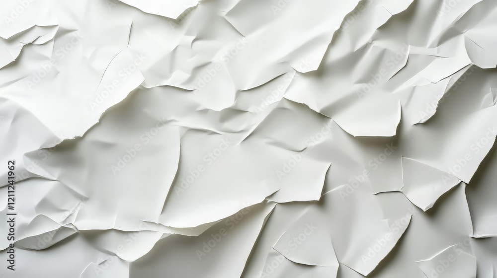 Fototapeta premium Abstract white crumpled paper texture