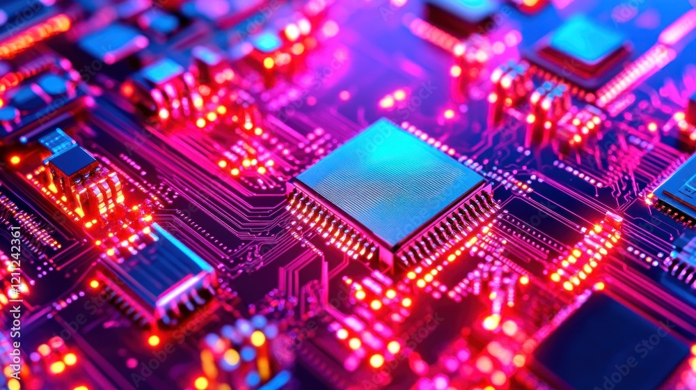 Illuminated Circuit Board: A Close-Up of Microchip Technology
