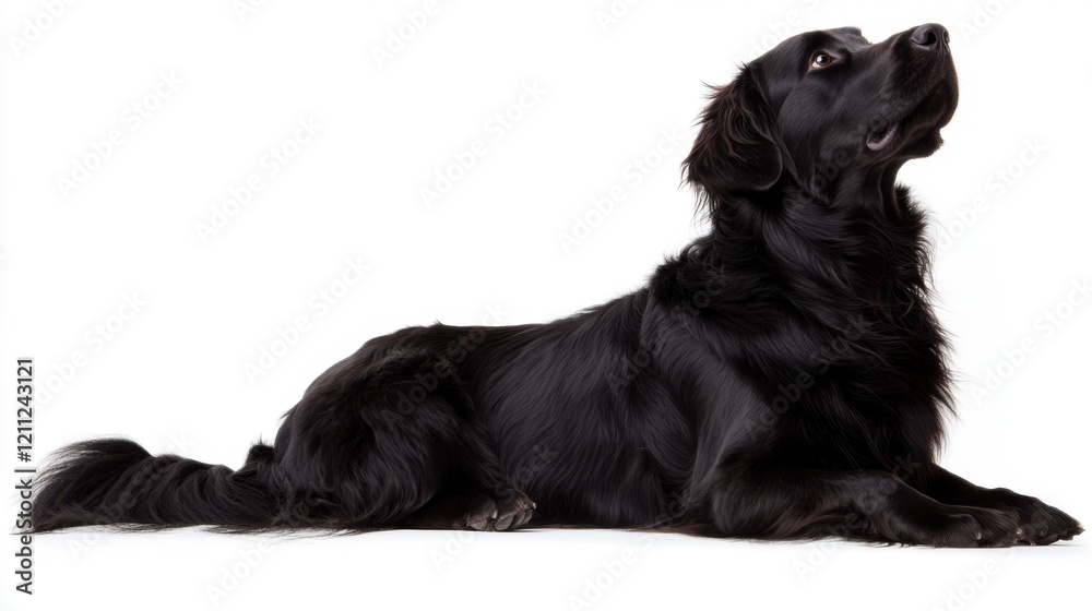 Majestic Black Dog Lying Down, Studio Shot Majestic Black Dog Lying Down, Studio Shot