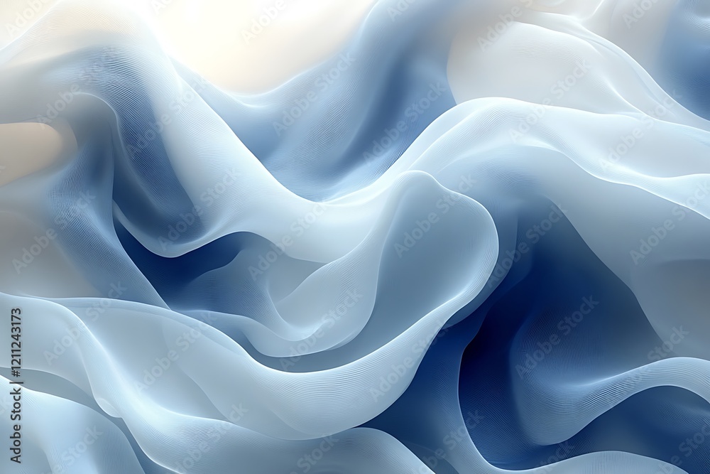 Obraz premium Abstract Blue and White Fabric Waves