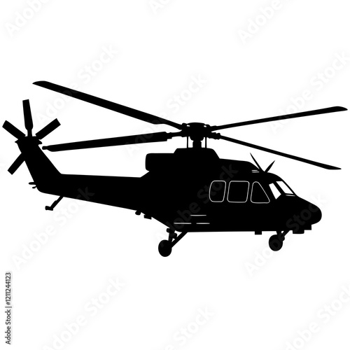 Helicopter Silhouette on Clean White