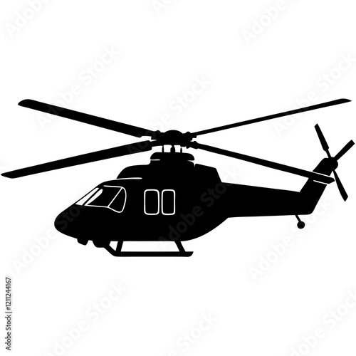 Helicopter Silhouette on Clean White