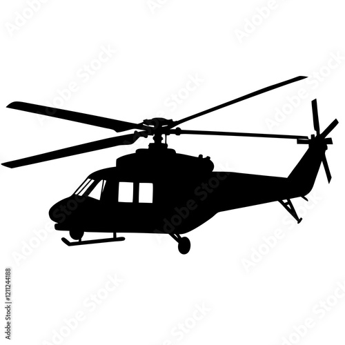 Helicopter Silhouette on Clean White
