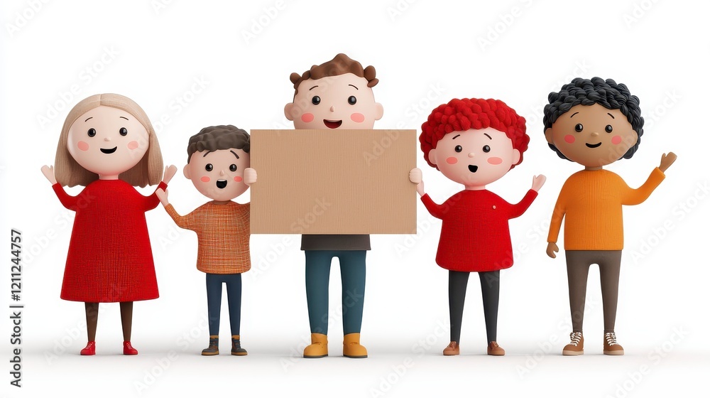 Diverse Children Holding Blank Sign Unity Teamwork Pixel Art Illustration Diverse Children Holding Blank Sign Unity Teamwork Pixel Art Illustration