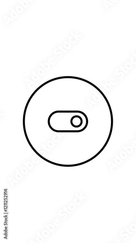 Vertical video animation of toggle circle black and white outline button, line icon vector illustration, for web use for Turn off, turn on, activate, toggle