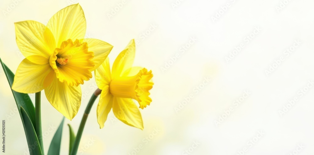Soft and airy yellow daffodils against a soft white watercolor, soft, daffodil Soft and airy yellow daffodils against a soft white watercolor, soft, daffodil