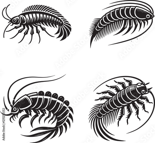 Silhouette Illustrations of Prehistoric Marine Arthropods