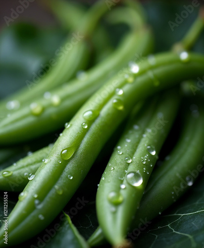 Freshly Picked Green Beans with Morning Dew – A Natural, Nourishing Ingredient