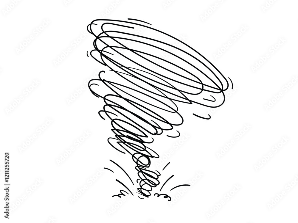 Obraz premium Scribble storm swirl, doodle tornado storm, cyclone illustration