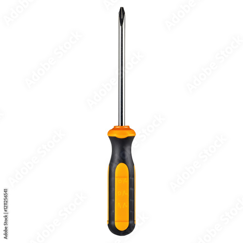 A black and orange screwdriver with a silver handle