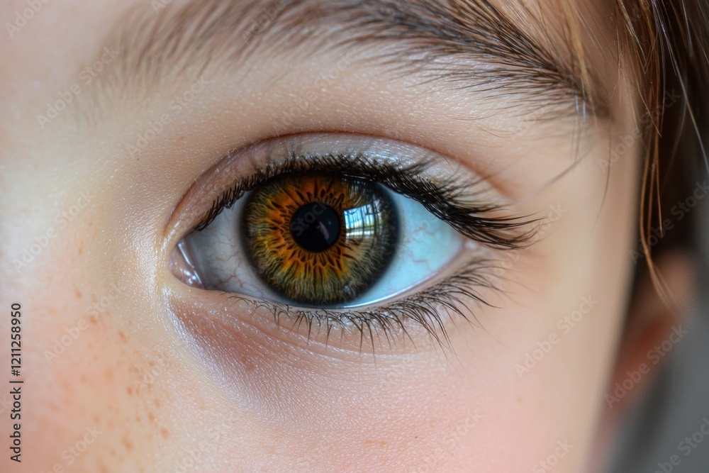 Closeup of a Childs Eye Brown Iris Detailed View Closeup of a Childs Eye Brown Iris Detailed View