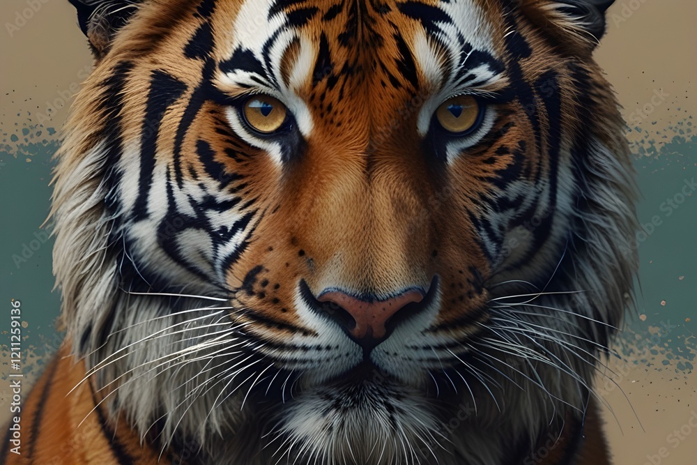 Naklejka premium Beautiful and colored animals with glasses, tiger Generative AI