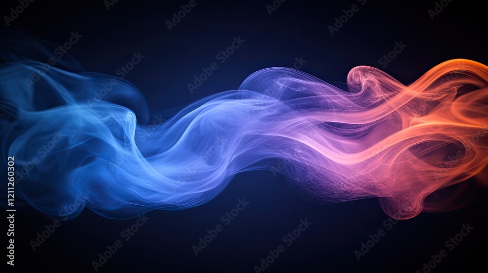 Abstract swirling smoke in blue and orange hues Abstract swirling smoke in blue and orange hues