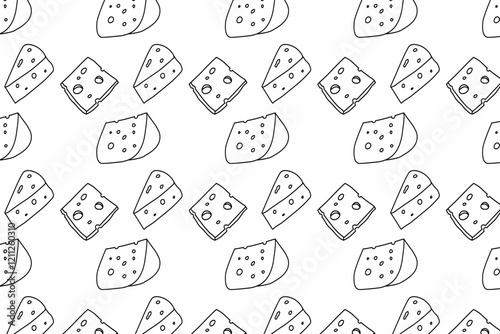 Cartoon Cheese doodle seamless pattern for background and packaging. Vector design. Various cheese design wallpaper
