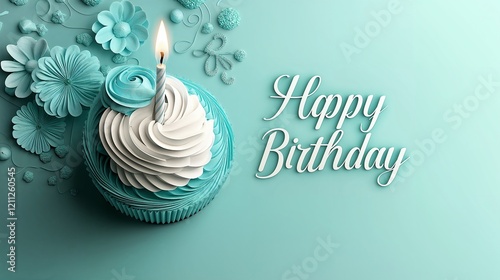 Teal birthday cup cake