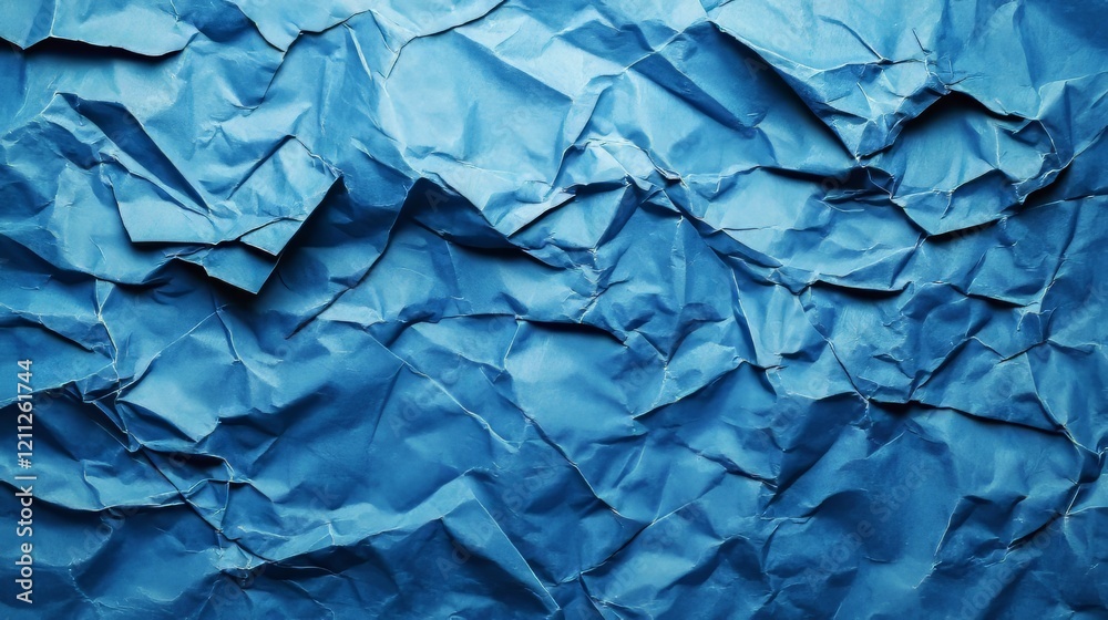 Fototapeta premium Crumpled blue paper texture