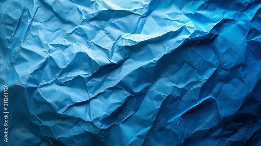 Obraz premium Abstract blue crumpled paper texture