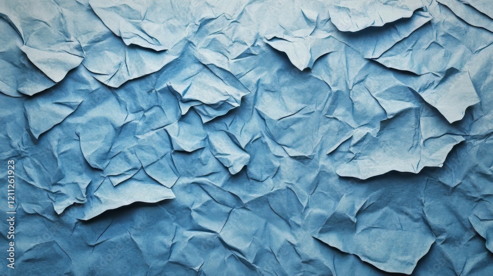 Fototapeta premium Textured blue crumpled paper background