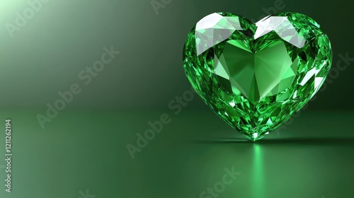 Stunning emerald heart-shaped gemstone on a gradient background