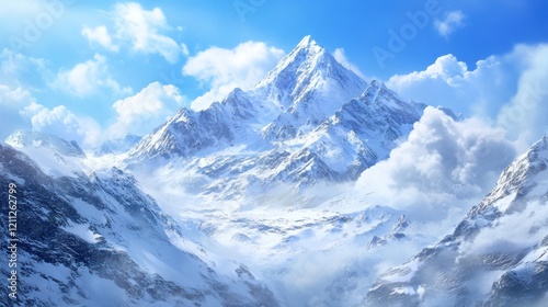 Wallpaper Mural Majestic Winter Wonderland: A Breathtaking Panorama of Snow-Capped Mountains Torontodigital.ca
