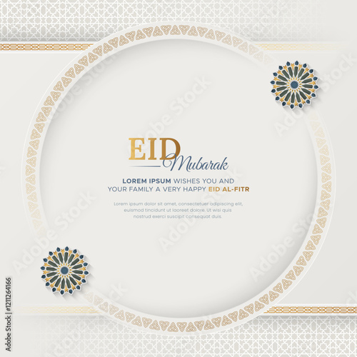 Eid Mubarak decorative white social media post template