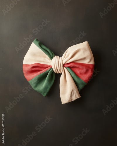 Traditional Hungarian Textile Art Bold Red, White, and Green Knot on Dark Fabric - Heritage Event Design and Memorial Day of the 1848 Revolution photo