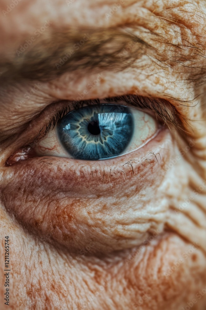 A Close-Up of a Weathered Eye, Revealing the Passage of Time and the Intricate Texture of Aging Skin. A Close-Up of a Weathered Eye, Revealing the Passage of Time and the Intricate Texture of Aging Skin.