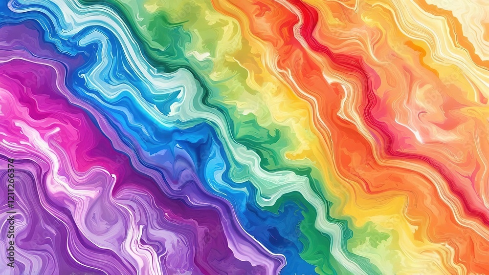 Fototapeta premium Rainbow swirl abstract art background, vibrant colors, dynamic design, ideal for website banners