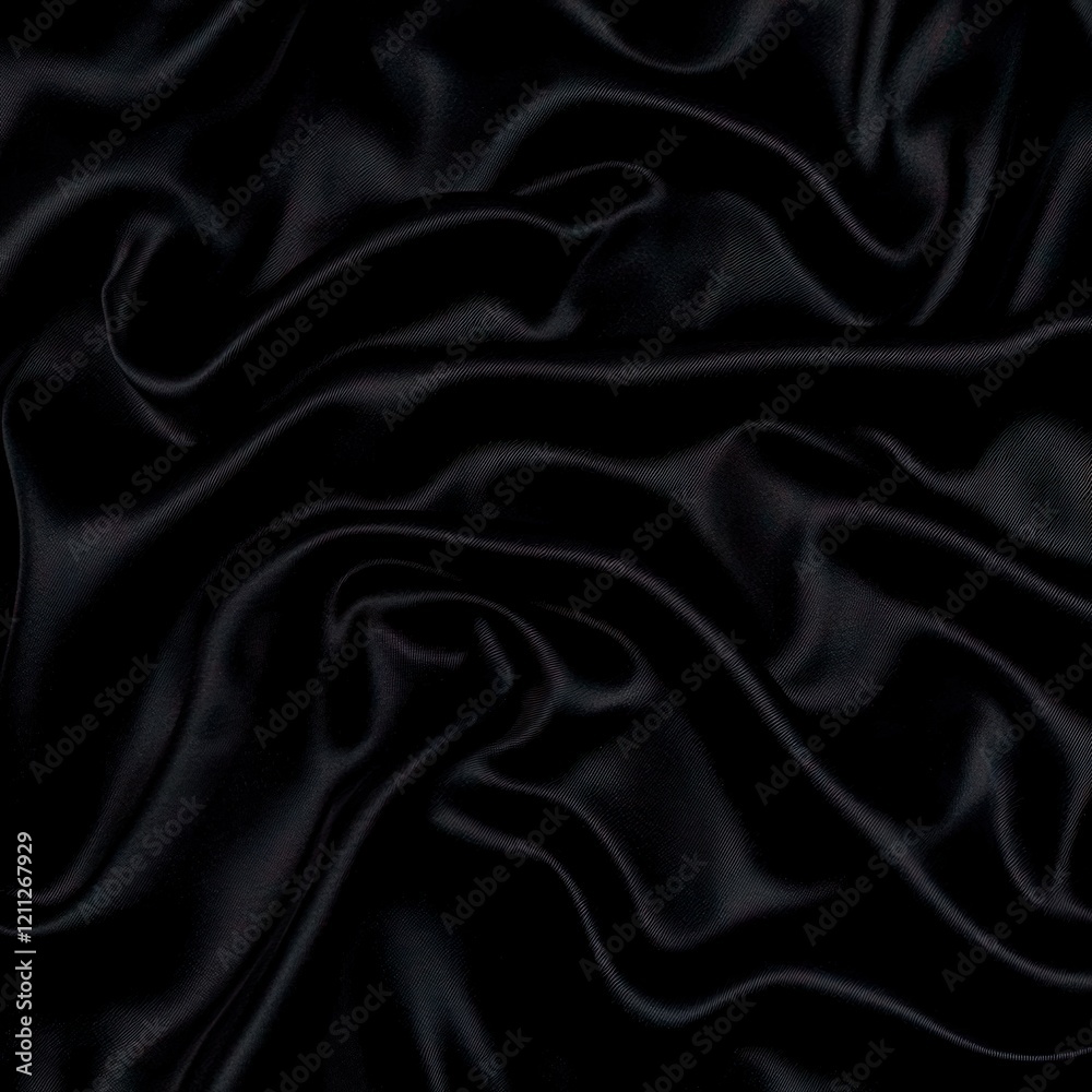 Obraz premium Elegant Black Silk Fabric Drape Smooth Texture Rich Dark Background Luxury Textile Sof