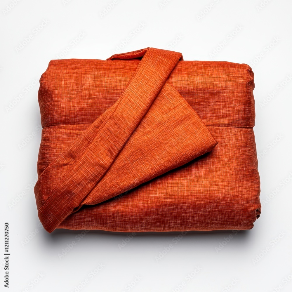 A vibrant orange fabric folded neatly, showcasing its textured weave and warm hue, perfect for decorative or functional uses. A vibrant orange fabric folded neatly, showcasing its textured weave and warm hue, perfect for decorative or functional uses.