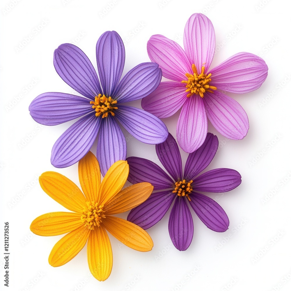 Colorful flowers, studio shot, white background, design (3) Colorful flowers, studio shot, white background, design (3)