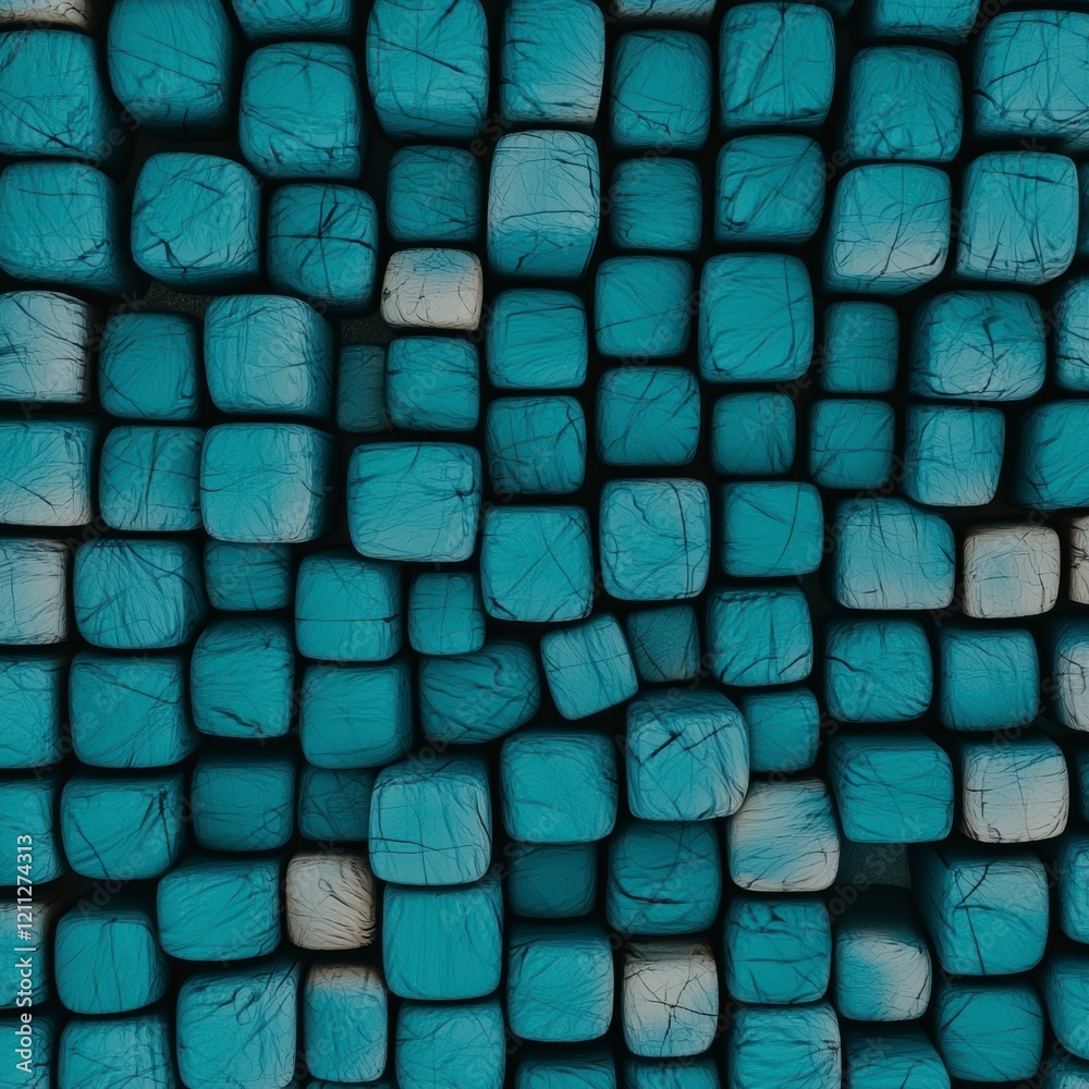 Fototapeta premium Abstract Teal Cube Mosaic Modern Tech Texture Background