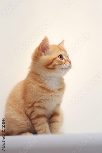 Beautiful orange cat on a plain background