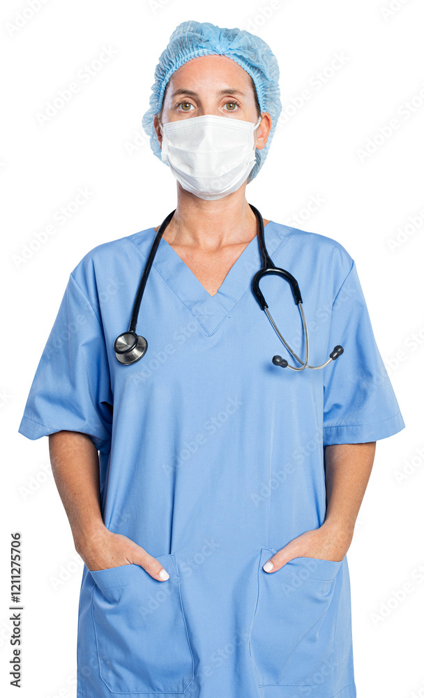 Female doctor png mockup with a stethoscope portrait Female doctor png mockup with a stethoscope portrait