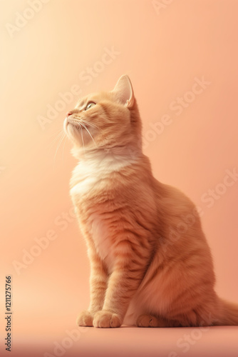 Beautiful orange cat on a plain background