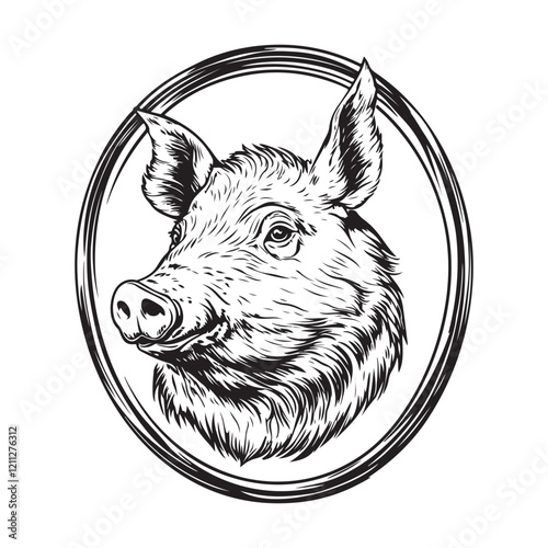 Yorkshire Pig Image Vector. Yorkshire Pig Stock Illustrations isolated on white background.