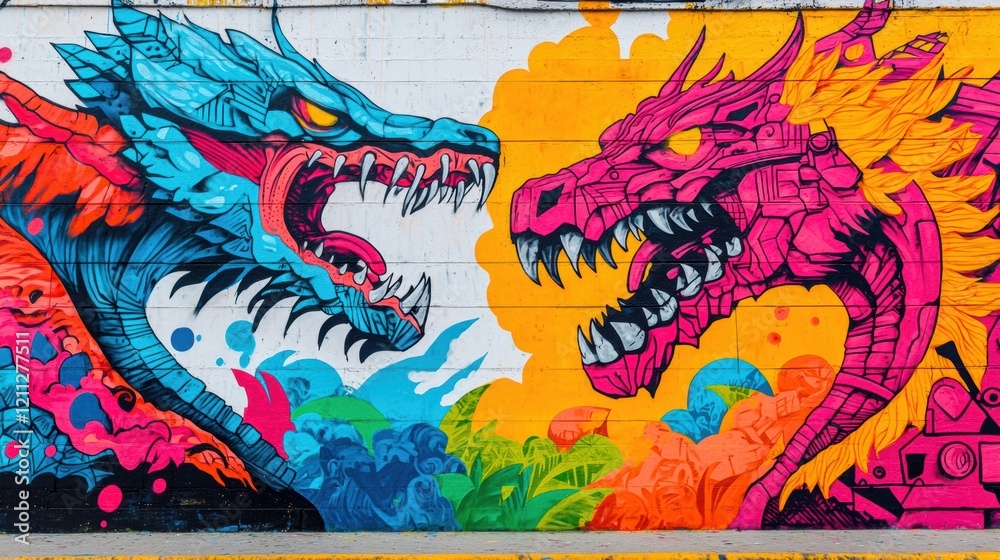 Vibrant Dragon Mural A Colorful Street Art Showdown Vibrant Dragon Mural A Colorful Street Art Showdown