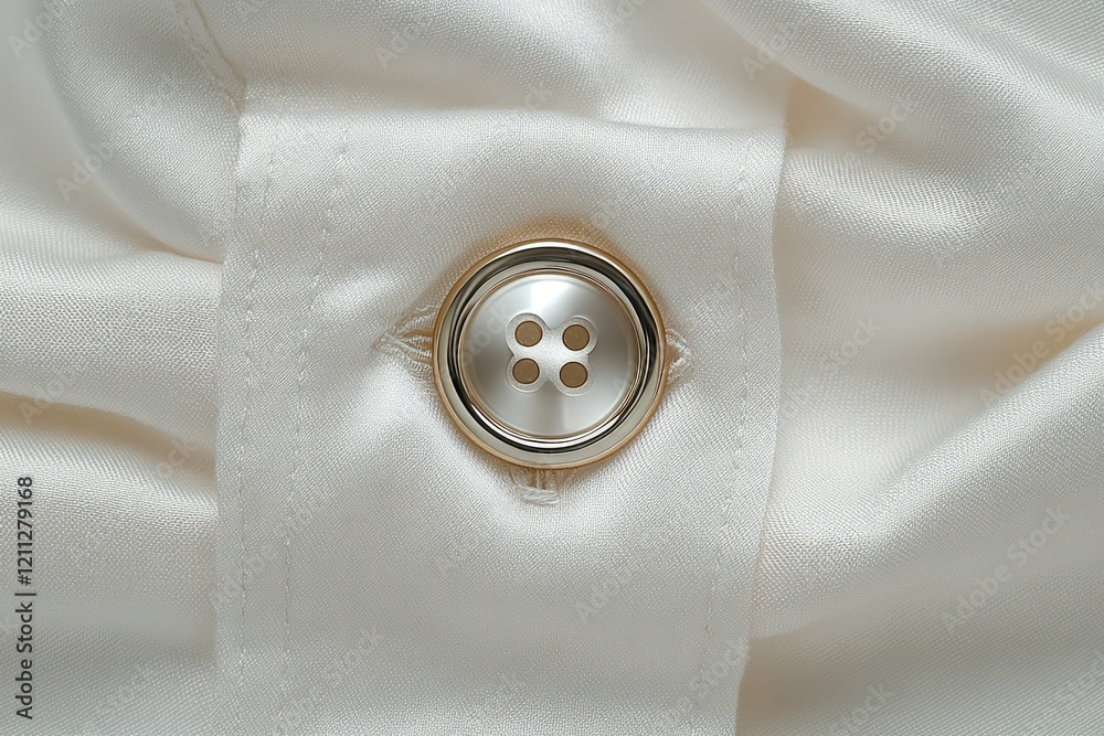 Gold button on creamy, textured fabric. Gold button on creamy, textured fabric.