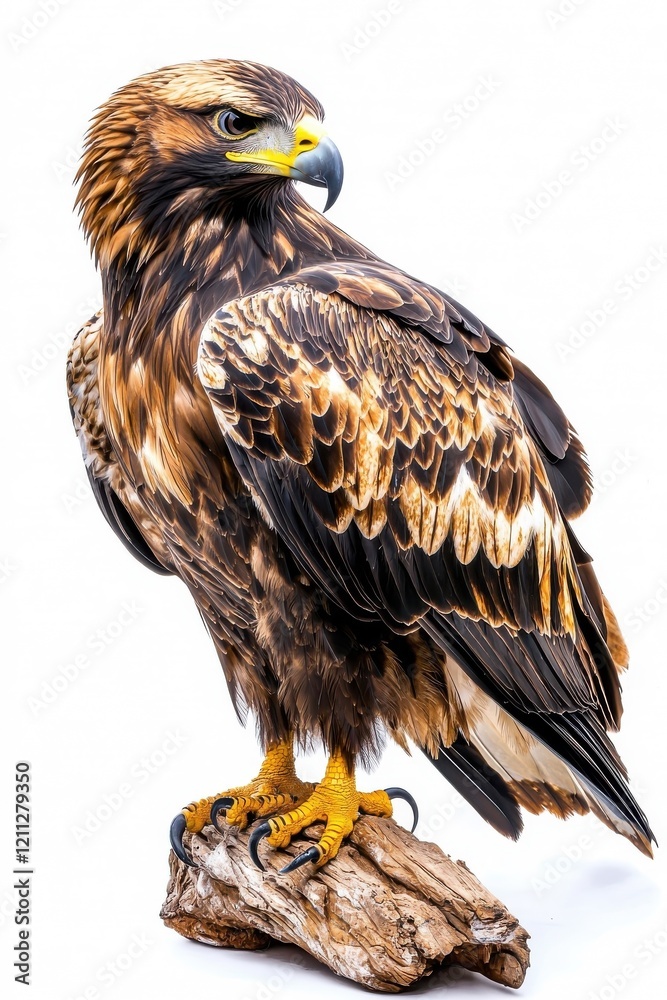 An eagle standing majestically, isolate on white background, showing its strong and powerful wings. An eagle standing majestically, isolate on white background, showing its strong and powerful wings.
