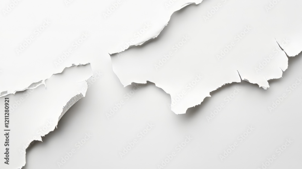 Torn white paper on white background Torn white paper on white background